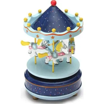 Žertovný předmět Hrací kolotoč s koníky - modrý (světla+tmavá)