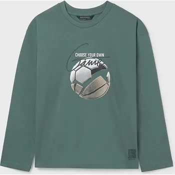 Bavlněné tričko s dlouhým rukávem Mayoral 7003.7A.Junior.9BYA zelená 77X, vel. 140