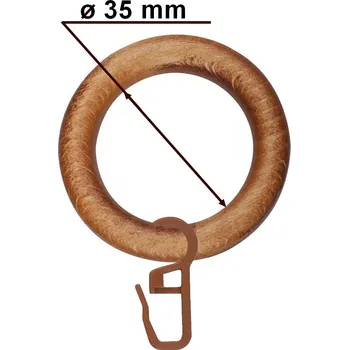 Příslušenství pro garnýž Kroužek s háčkem pro tyč 28mm odstín třešeň
