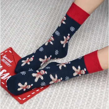 Pánské ponožky Steven ponožky vánoční 136 vzor 144 a 169 - tm. modrá, 44-46 (Vánoční ponožky s perníčkem)