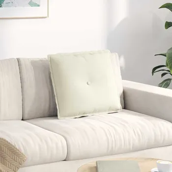 Podsedák vidaXL Polštář na záda Krémová 50 x 45 cm Žebrovaná látka