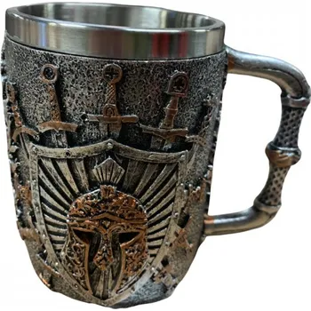 Sklenice Pivní korbel - Helma s meči (400 ml)