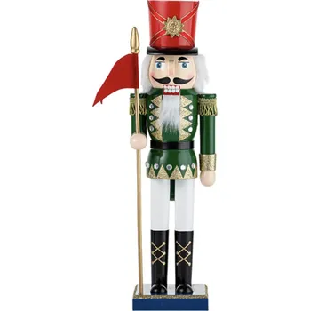 Louskáček woodtoys Vánoční figurka louskáček - voják s červenou vlajkou 39cm