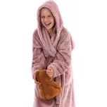 Dětský župan s kapucí huňatý pudrová - 140