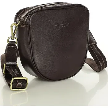Kabelka Marco Mazzini Kožená crossbody brašna se dvěma zipy MAZZINI; tmavě hnědá