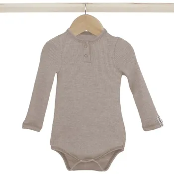 Merino žebro body dlouhý rukáv - Oříškový melír, Crawler Velikost: 62-68/74