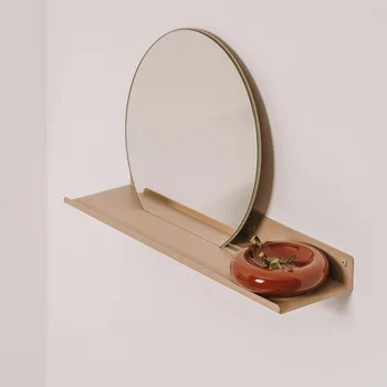 Zrcadlo Koupelnové zrcadlo s nástěnnou kovovou policí London pískově šedé M