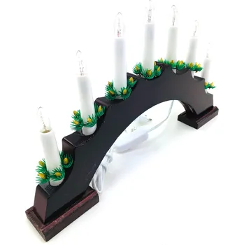 Vánoční svícen acool toy Vánoční svícen oblouk - 7 žárovek (na baterie) Mahagonový