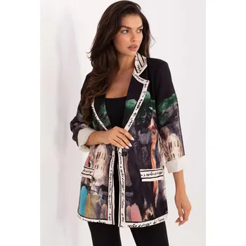 Dámské sako Moderní sako s abstraktním potiskem model 52580 černé