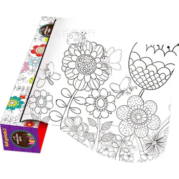 Žertovný předmět Omalovánky v roli Mini coloring roll - Květiny (+ 12 pastelek)