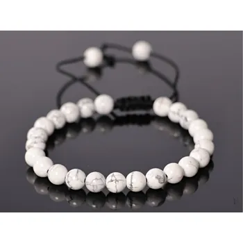 Drahý kámen Magieprirody.cz Náramek Shamballa Howlit - 6 mm kuličky #997 - z přírodních kamenů