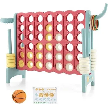 autíčko Costway Herní sada Piškvorky 3v1, modro-červená