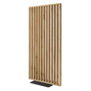 Obývací stěna Samostatně stojící lamelová dělící stěna se základnou, kompletní sada, dub Wotan Pod úhlem 45°