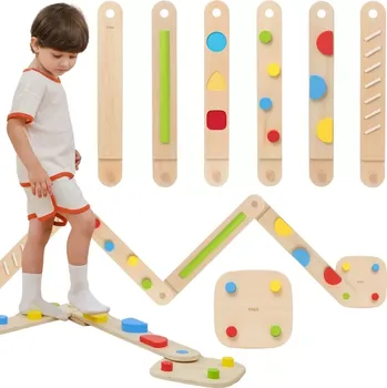 Dřevěná hračka Viga dřevěná modulární balanční a senzomotorická dráha