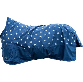 Deka pro koně HKM Deka výběhová New Norwich HKM, s vyšším krkem, 300 g, navy blue/stars Délka zad: 155 cm