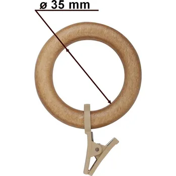 Kroužek s žabkou pro tyč 28mm odstín jasný dub