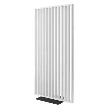 Obývací stěna Samostatně stojící lamelová dělící stěna se základnou, kompletní sada, bílý mat Klasické