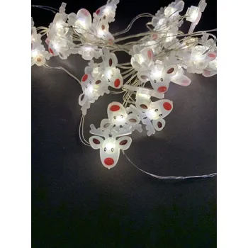 Vánoční dekorace Asao Vnitřní vánoční mini řetez -ve tvaru sobí hlavička až 40 led na baterie Osvětlení: Studená bílá 4m - 40 led diod