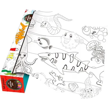 Žertovný předmět OOTB - Omalovánky v roli Mini coloring roll - Moře (+ 12 pastelek)