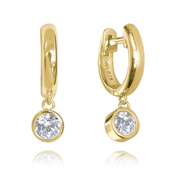 Náušnice MINET Decentní stříbrné pozlacené náušnice s bílými zirkony JMAN0251GE00