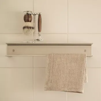 Držák na ručník Nástěnný držák ručníků s policí RAWW, přírodní hliník