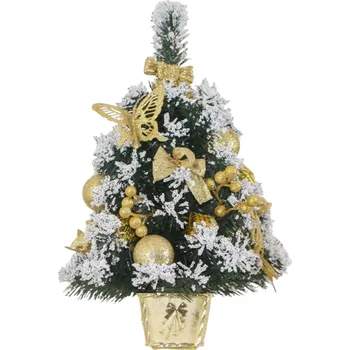 Vánoční stromek Romantic Items Vánoční stromeček v květináči - Zlatý s motýlem (45 cm)