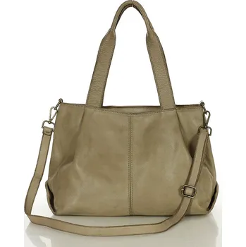 Kabelka Marco Mazzini Měkká kožená kabelka přes rameno MARCO MAZZINI; béžová