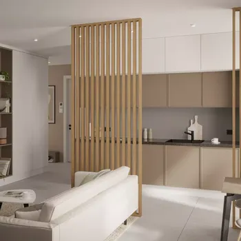 Obývací stěna Lamelová dělící stěna, kompletní sada, výška a šířka dle výběru, dub Natura 51 cm