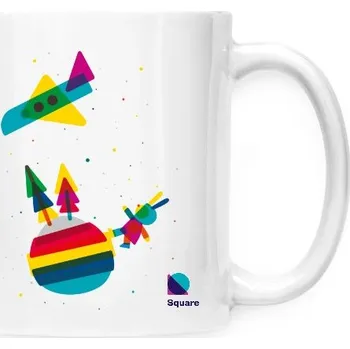 Hrnek malý bílý s potiskem Barevná grafika Square na hrnku