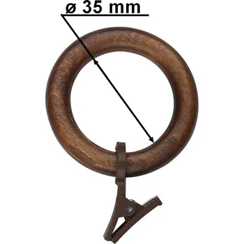 Kroužek s žabkou pro tyč 28mm odstín ořech