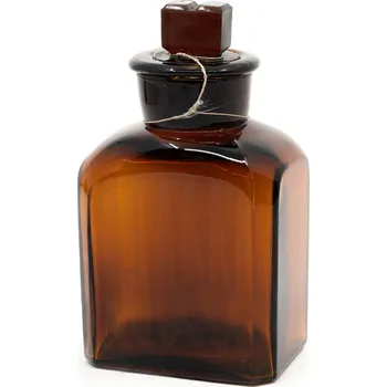 Kojenecká láhev Láhev skleněná hranatá s broušeným širokým hrdlem 150ml HNĚDÁ