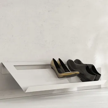 Botník Nástěnná kovová police na boty Torino bílá L