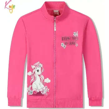 Dívčí oblečení Dívčí mikina Kugo WK1210 se stojáčkem na zip tmavě růžová