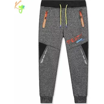 Teplé softshellové tepláky chlapecké Kugo GK8639 šedý melír