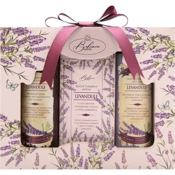 Kosmetická sada Bohemia Gifts & Cosmetics Lavender krémový sprchový gel 100 ml + vlasový šampon 100 ml + krémové mýdlo s glycerinem 100 g kosmetická sada
