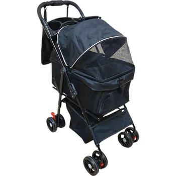 Kočárek pro psa Kombinovaný kočárek 2v1 pro psy a kočky – skládací kočárek a přepravní taška, do 15 kg - černý