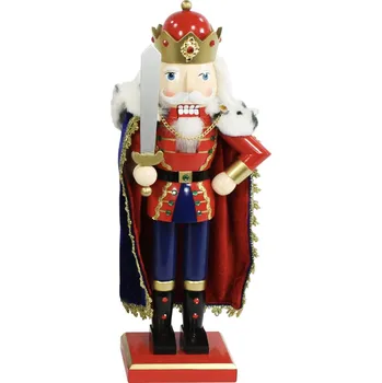Louskáček woodtoys Vánoční figurka louskáček - král s kožešinovým pláštěm 39cm