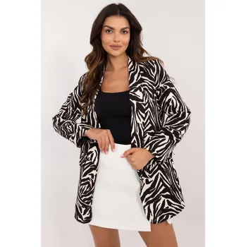 Dámské sako Elegantní sako s motivem zebry model 90185 barva ecru+černá