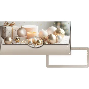 Kalendář Obálka na peníze vánoční 88-065, bílo-zlaté ozdoby