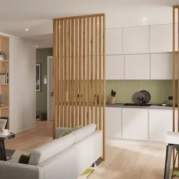 Obývací stěna Lamelová dělící stěna, kompletní sada, výška a šířka dle výběru, dub Wotan 51 cm