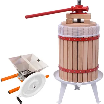 Lis na ovoce a víno 6l s mlýnkem, ruční drtič na ovoce FP7 l a lisovací plátno