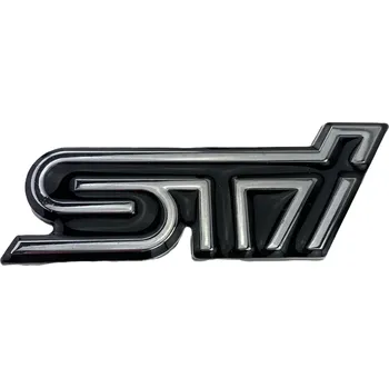 Samolepicí dekorace na vozidlo 3D Chromová Samolepka - STI Subaru (černá)