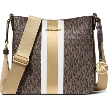 Kabelka Michael Kors Kabelka Jet Set Small Signature Logo Stripe Crossbody Bag Brown