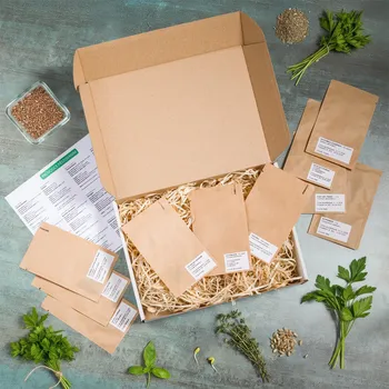 Dárkový potravinový koš Bylinkové kouzlo - Vypěstuj si své bylinky – dárkový set 10 druhů semínek | dárek pro ženy | dárek pro babičku | kreativní dárek | originální dárek na Vánoce