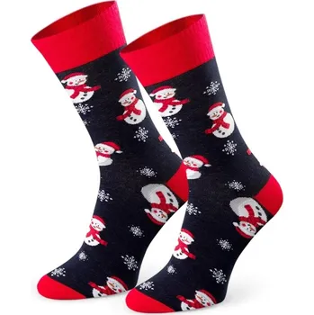 Pánské ponožky Steven ponožky vánoční 136 vzor 108 a 142 - tm. modrá, 44-46 (Vánoční ponožky se sněhulákem)