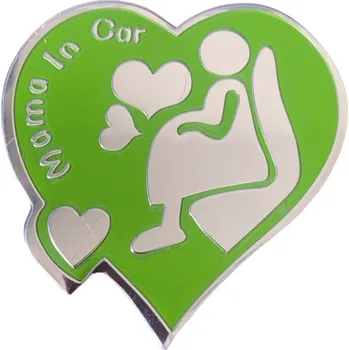 Samolepicí dekorace na vozidlo 3D Chromová Samolepka - Mama in car (zelená)