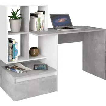 Psací stůl PC stůl NEREO NEW - beton/bílá - SLEVA 3% s kodem radost25