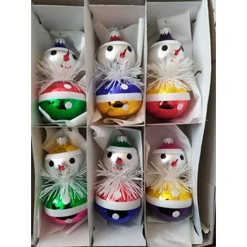 Vánoční ozdoba Vánoční skleněná ozdoba - Sněhulák s nosem, lesk, barevný dekor