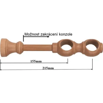 Konzole dvouřadá pro tyč 28mm odstín jasný dub