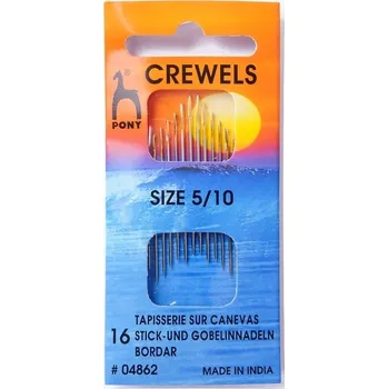 Vyšívací vzor Jehly vyšívací ostré PONY 604862 5 / 10 blistr, zlatá ucha, 16 kusů (8 velikosti)